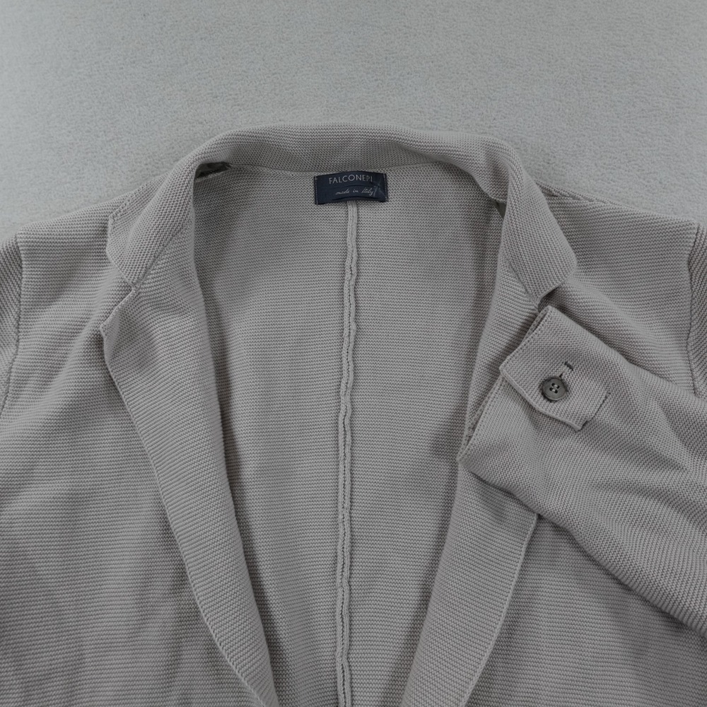 Falconeri Knit Jacket Mens 44 Gray Cotton Weave Blazer Waffle Casual Italy